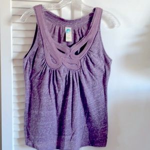 Anthropologie heathered lavender color tank with crochet neckline detail